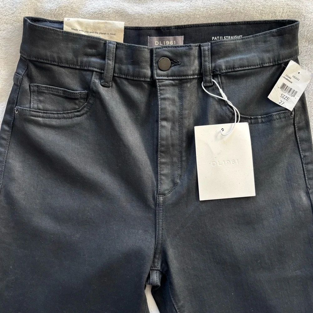 DL1961 Patti Straight High Rise Vintage Ankle Black Coated Vintage Jeans--27 - Picture 8 of 16